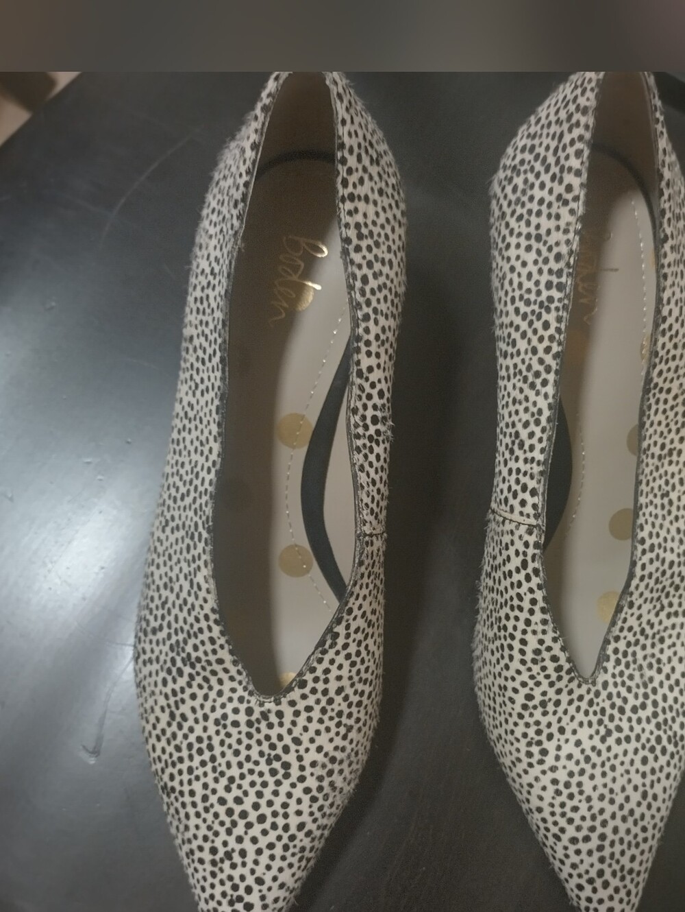NWOT Boden Spotted Calf Hair & Leather Heels Sz 38 (7-7.5) - Picture 3 of 5